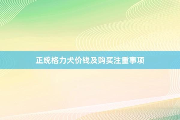 正统格力犬价钱及购买注重事项
